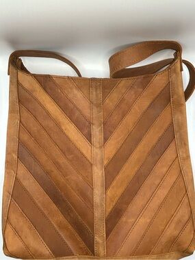 Raven + Lily (Magnolia) Chevron Pattern in Cognac Leather